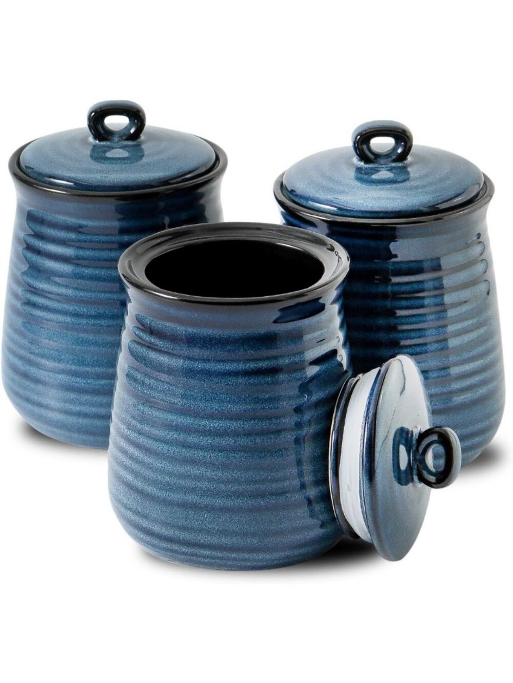 Ceramic Food Storage Jars Set of 3, 25 FL OZ Airtight Kitchen Canisters